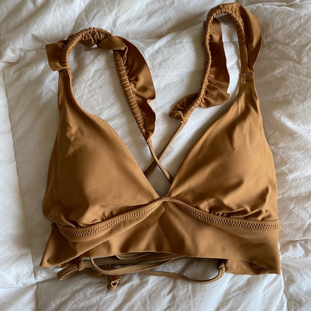 Aerie Triangle Ruffle Bikini Top